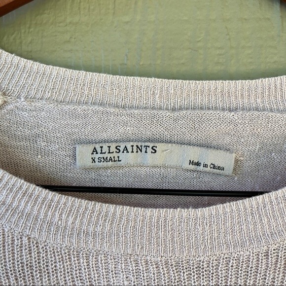 All Saints Beige Linen Knit Top Lightweight XS Side Slit Natural Fiber - Picture 6 of 9